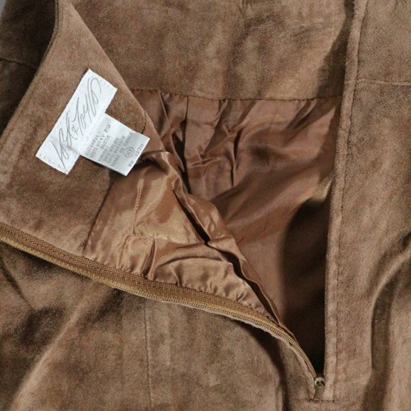 VTG LORD & TAYLOR Silky Suede Leather Skirt Sz 10 Women - Picture 7 of 13